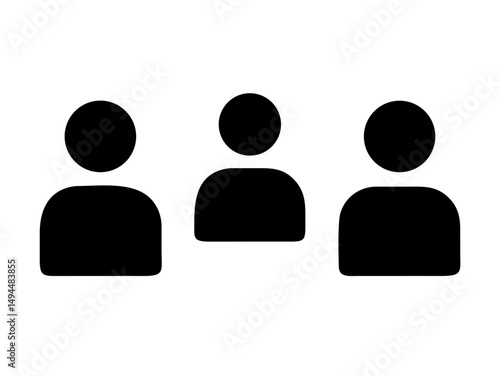 Minimalist Monochrome Illustration of Simple Human Faces in Front-Facing Silhouettes with Clean Lines and Contemporary Design for Graphic and Conceptual Art Uses