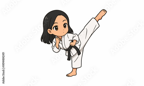 cute female karate cartoon illustration