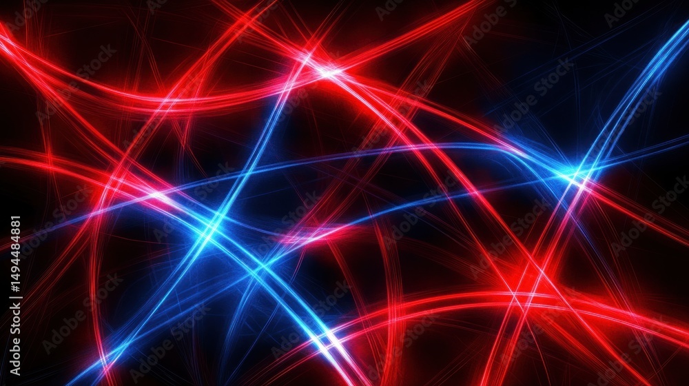 Vibrant Red and Blue Light Patterns on Dark Background Vibrant Red and Blue Light Patterns on Dark Background