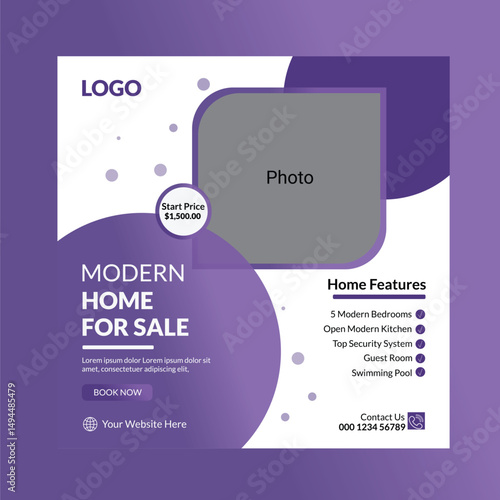 modern home for sale social media post design