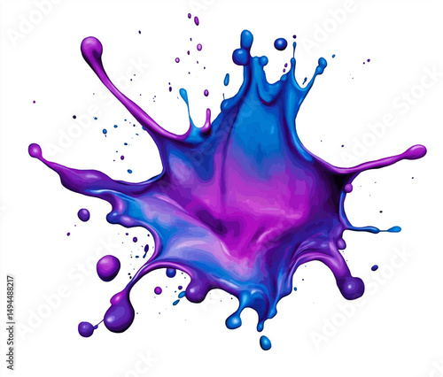 Watercolor Blue and Purple Splash on White Background  Flat Design Vector Illustration in Clip Art Style for Minimalist, Artistic, and High-Quality Creative Projects