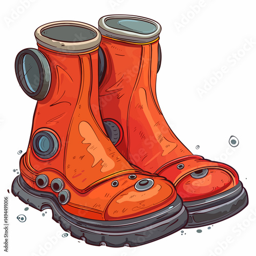 red rubber boots