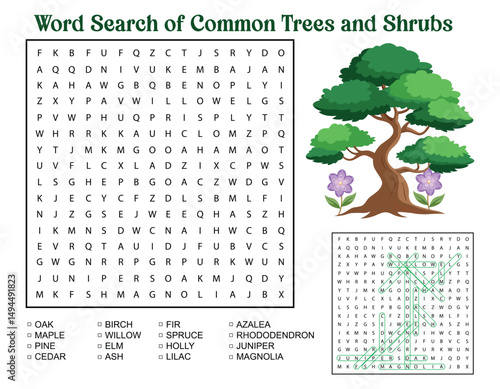 Word Search of Common Trees and Shrubs