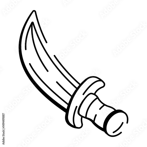 An icon of pirate dagger designed in hand drawn style
