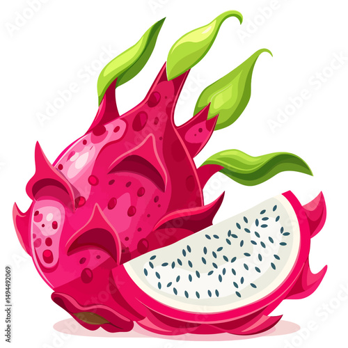 dragon fruit on white background