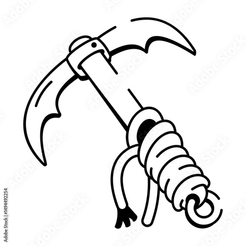 A drawing style icon depicting a grappling hook design
