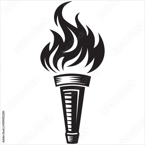 Flaming Torch Silhouette Vector