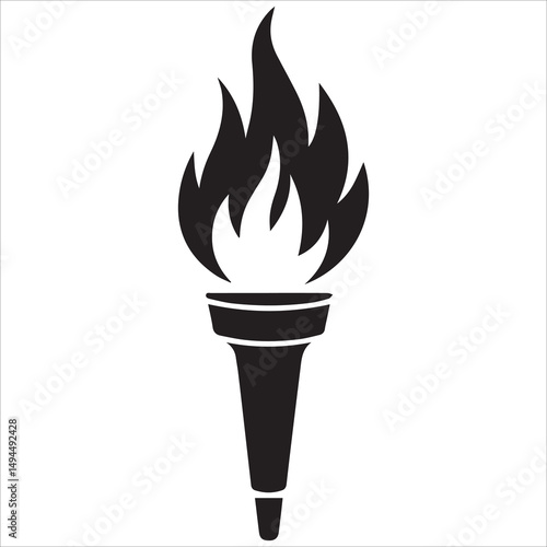 Flaming Torch Silhouette Vector