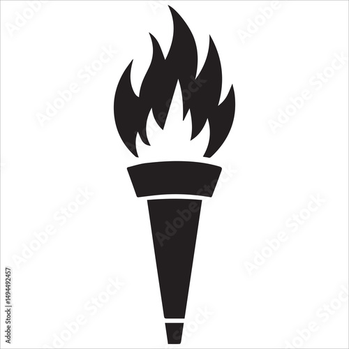 Flaming Torch Silhouette Vector