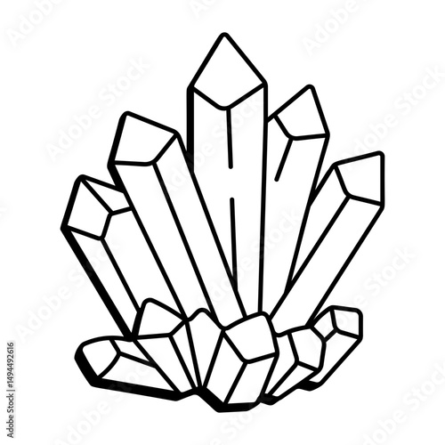 A doodle style icon showing a glowing crystal cluster
