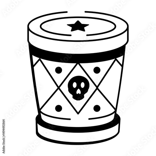 A sketchy style icon representing a voodoo drum design
