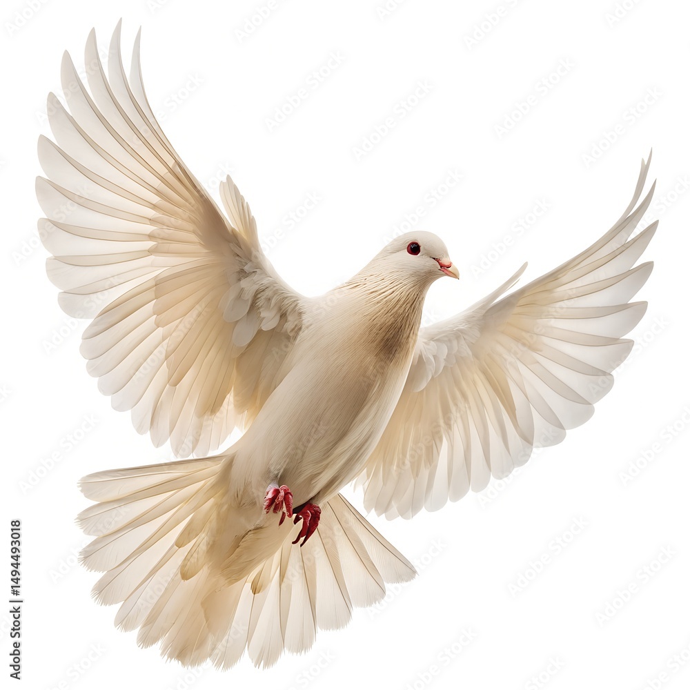 Obraz premium dove with spread wings on a white background