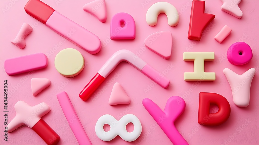 Naklejka premium Pink Abstract Shapes Background.