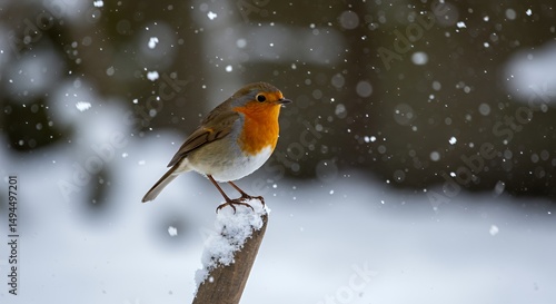 European Robin in Winter Wonderland