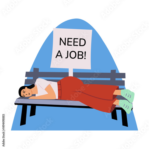 An illustration of jobless person in flat style