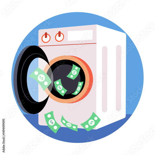 Flat style illustration showing money laundering