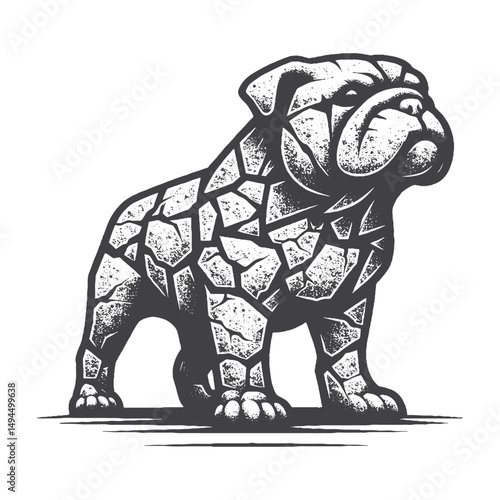 ChatGPT said:Vintage Hand-Drawn Bulldog Made Of Stone With Cracks Illustration – Ancient Dog Engraved Style Vector for T-Shirts, Posters, Stickers, and Rustic Sculpture Themes Apparel