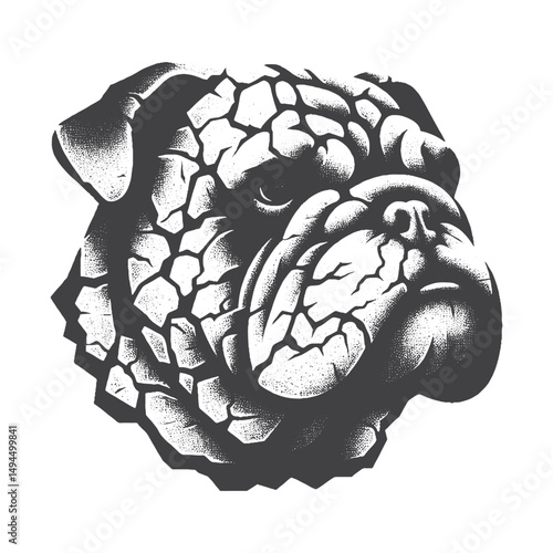 ChatGPT said:Vintage Hand-Drawn Bulldog Made Of Stone With Cracks Illustration – Ancient Dog Engraved Style Vector for T-Shirts, Posters, Stickers, and Rustic Sculpture Themes Apparel