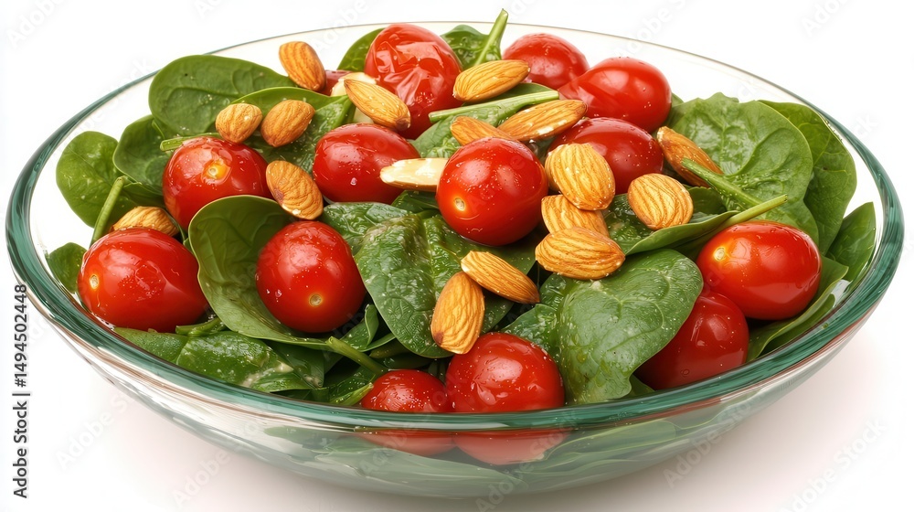 Fresh Spinach Salad with Cherry Tomatoes and Almonds Fresh Spinach Salad with Cherry Tomatoes and Almonds