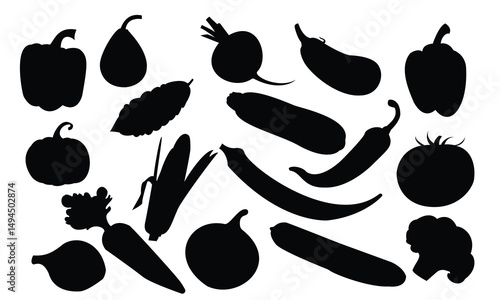 Fresh food vector illustration set icons of healthy fruit, vegetable, apple, tomato, carrot, onion, pepper, strawberry, cherry, banana, orange, pear, and garlic
