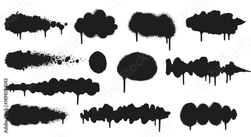 Graffiti Spray Paint Elements: Abstract Vector Shapes