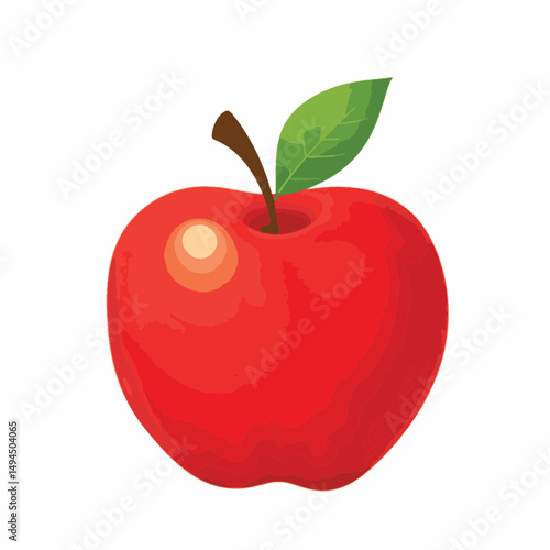 Glossy red apple on white background, simplicity and freshness