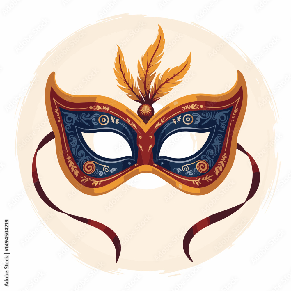 Elegant Venetian festival mask design with feathers, artistic expression Elegant Venetian festival mask design with feathers, artistic expression