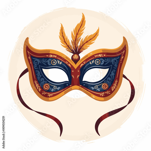 Elegant Venetian festival mask design with feathers, artistic expression