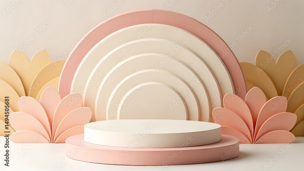 Obraz premium Paper Art Exhibit Podium