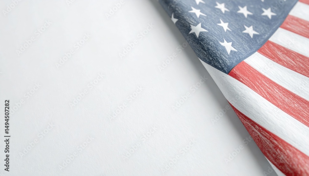 Fototapeta premium American Flag on a Plain Background