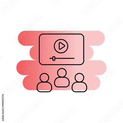 Audience  gradient icon with white background vector stock illustration