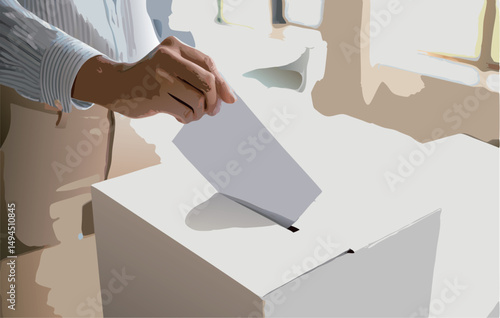 A person casting a ballot into a ballot box, symbolizing civic engagement.