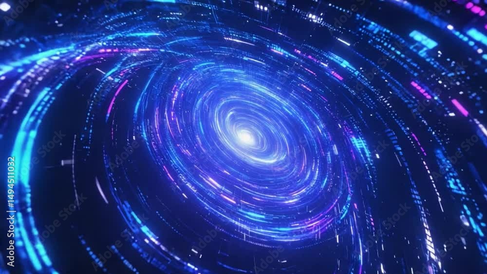 Abstract Technology Tunnel of Glowing Data Abstract Technology Tunnel of Glowing Data