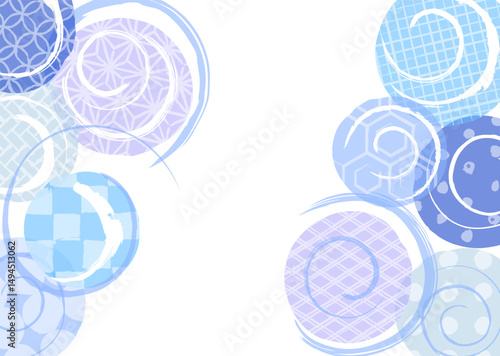 いろいろな和柄の背景イラスト
