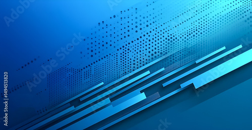 Abstract blue background with geometric bars and dotted pattern digital art design perfect for modern concepts