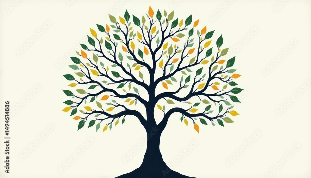 Fototapeta premium Majestic tree with lush leaves and intricate root system, a captivating display of nature's resilience