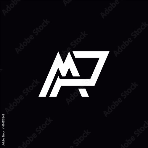Abstract MP PM Letter Logo Design with Modern Minimal Style.