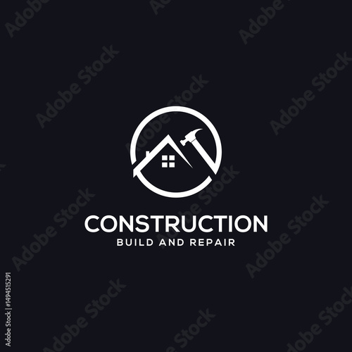 Construction & Repair Logo with Hammer.