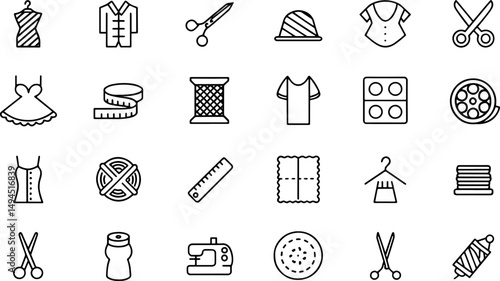 sewing icon set  sewing equipment and needlework  .eps