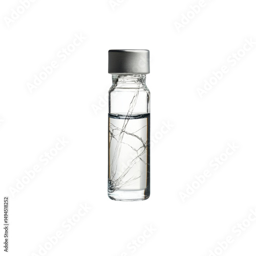 Broken Glass Vial with Clear Liquid - Medical Research Concept