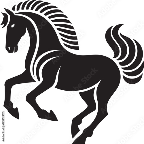 Black and White Berber Horse Vector Illustration – High-Quality Line Art Design