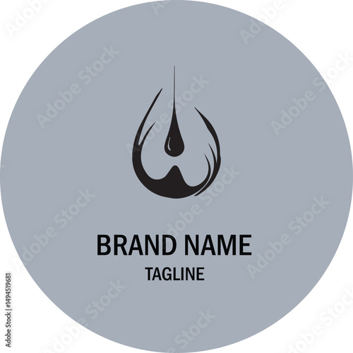 Abstract logo design for a company in a modern style. Stylish, minimalist symbol of a stylized water droplet or liquid.