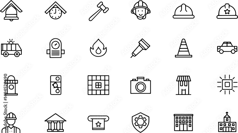 Fototapeta premium outline icons related to public services this ou.eps
