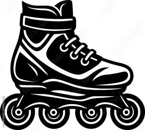 Inline skate vector black silhouette print design