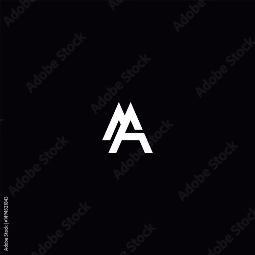 Initial MA AM Letter Logo Design with Modern Minimal Style.