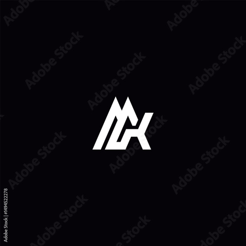 Initial MK KM Letter Logo Design with Modern Minimal Style.