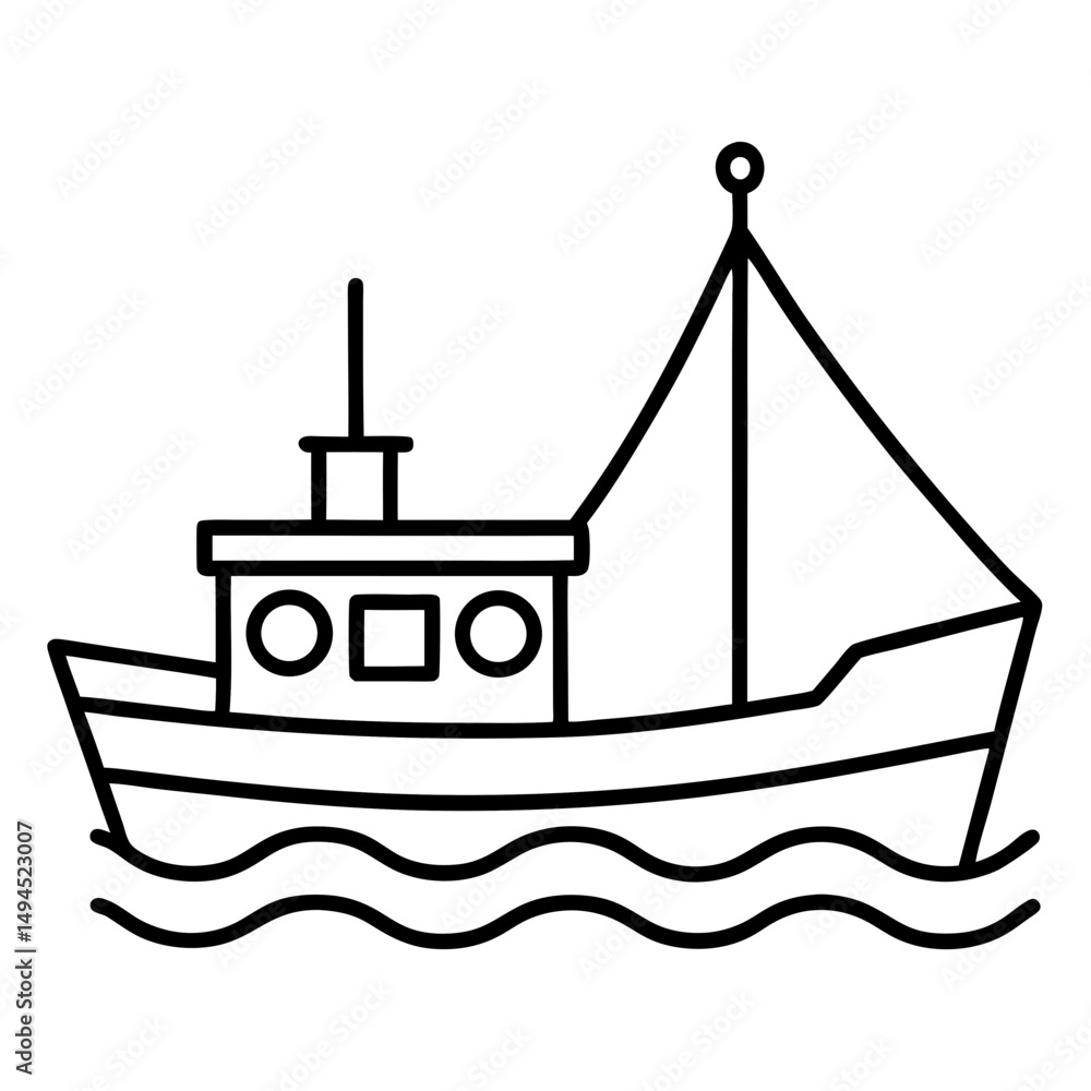 Obraz premium Fishing-boat-icon on white background, Instant Digital Download.