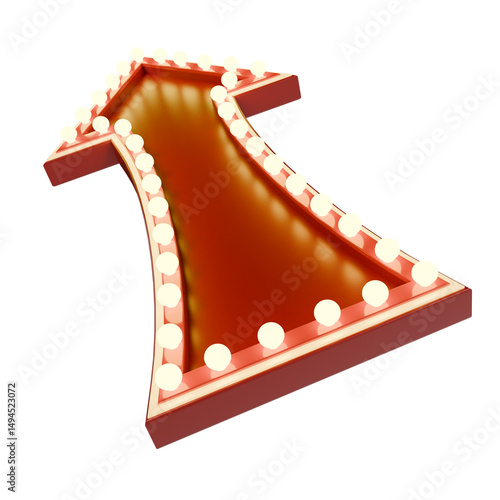 Canvas Print 3d render Retro light box billboard template, promotional arrow banner ads and Cinema light frame