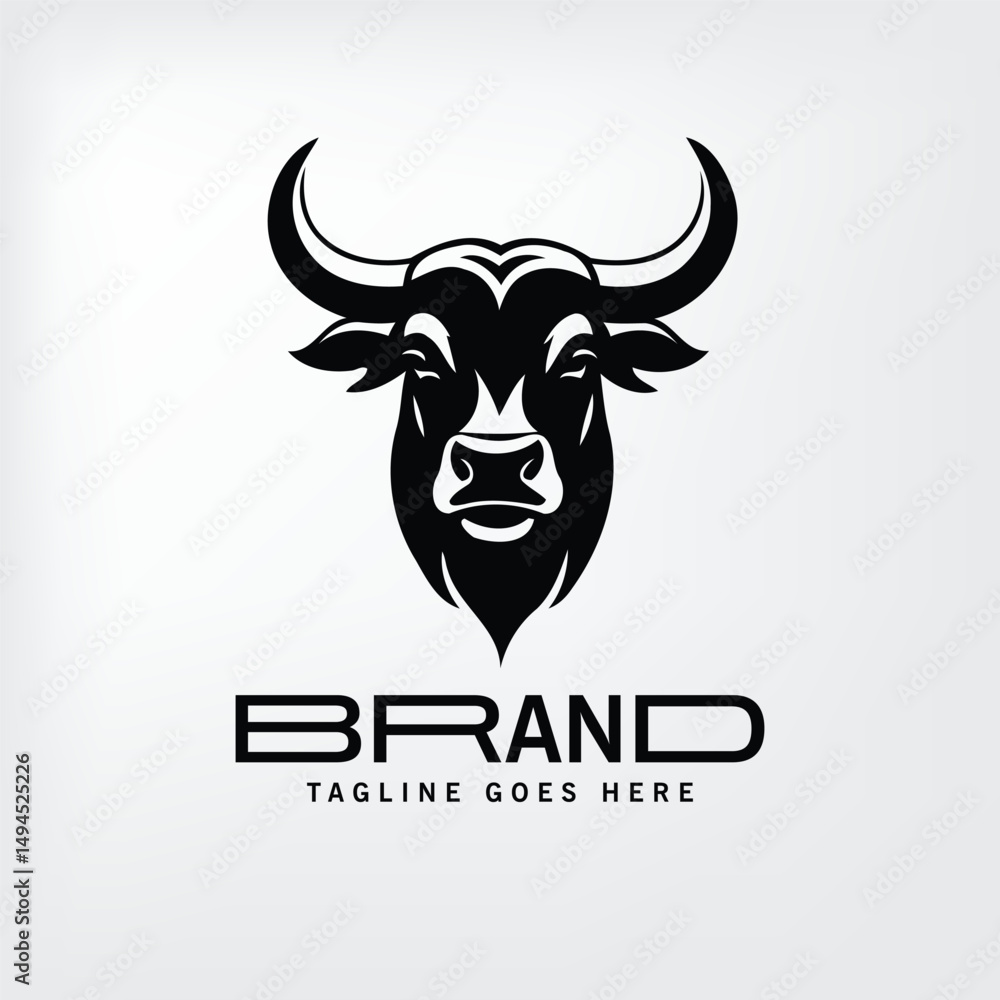 Black and white bull's head logo design featuring a stylized bull's head in a minimalist design, suitable for branding purposes. Black and white bull's head logo design featuring a stylized bull's head in a minimalist design, suitable for branding purposes.