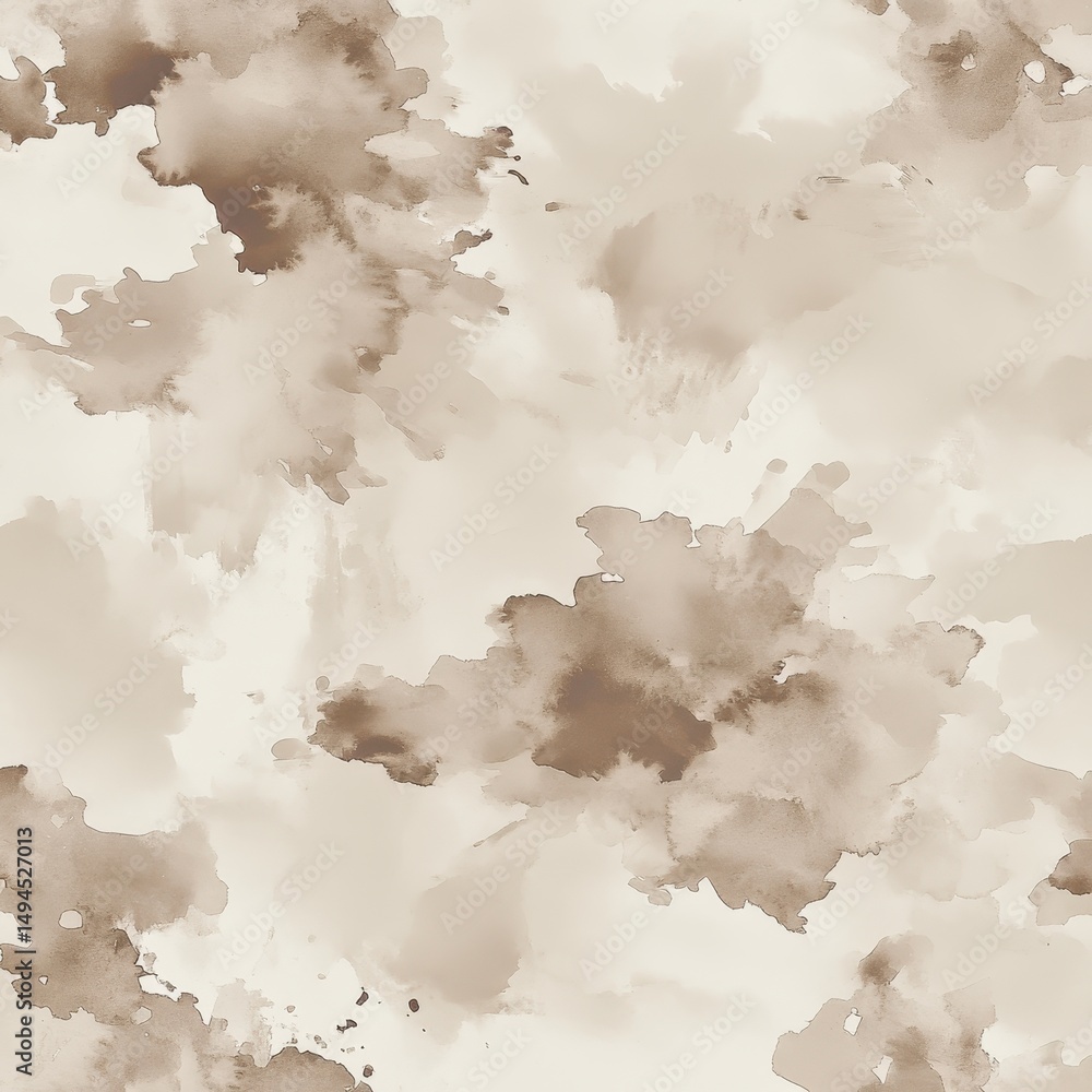 Obraz premium Abstract watercolor wash in muted beige and brown tones, creating a seamless, cloudy effect